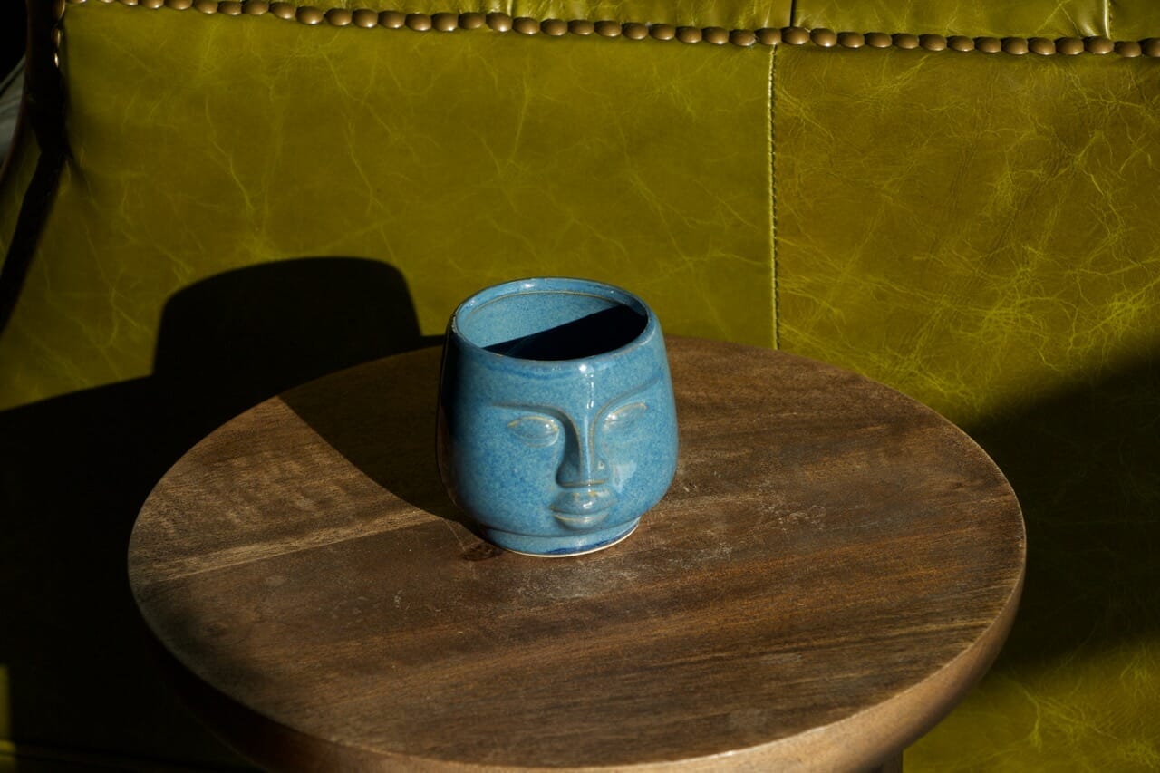 Botanique Face Stoneware Blue - Ø6 cm