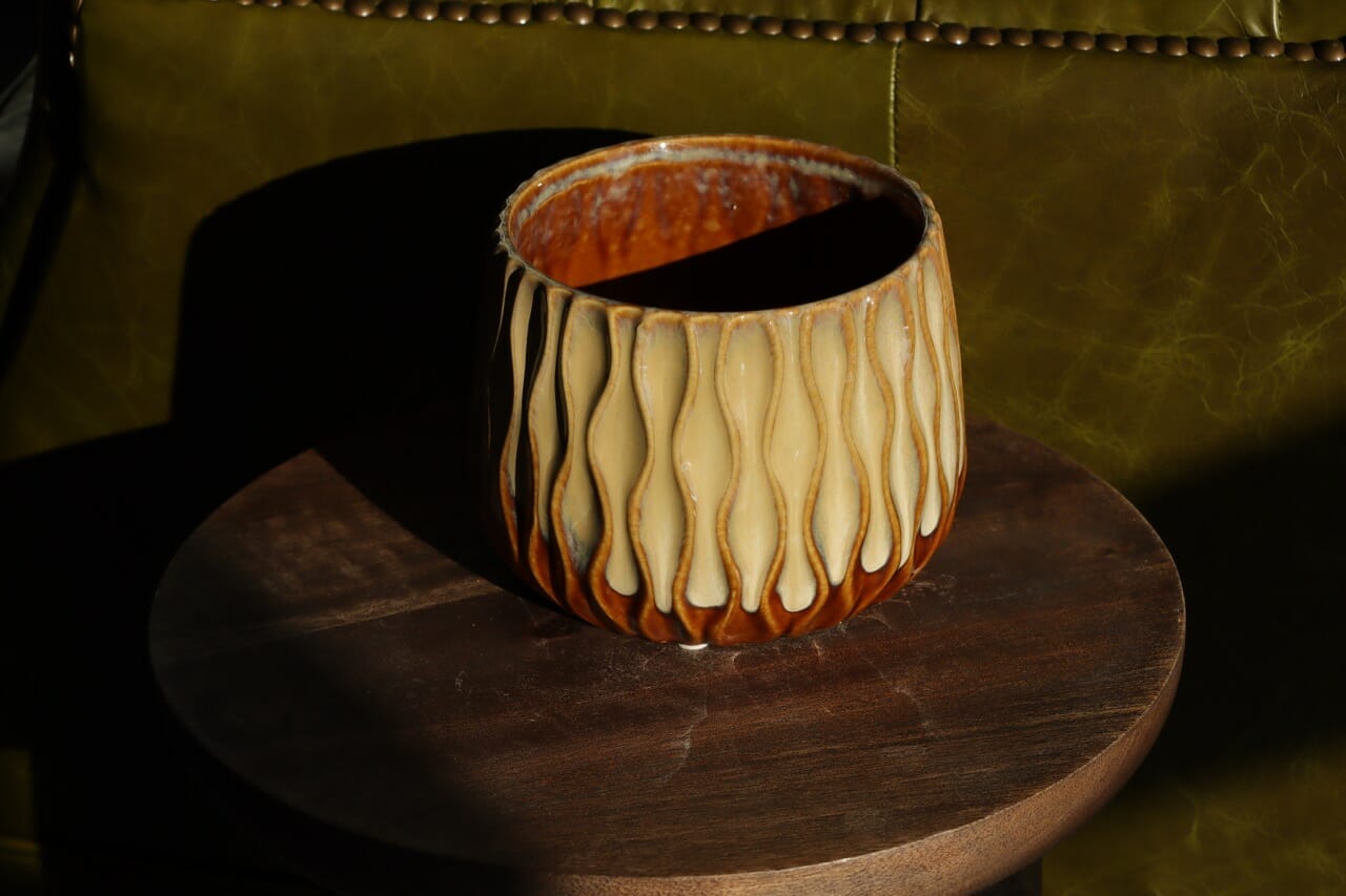 Botanique Wave Stoneware Brown and Beige - Ø12 cm