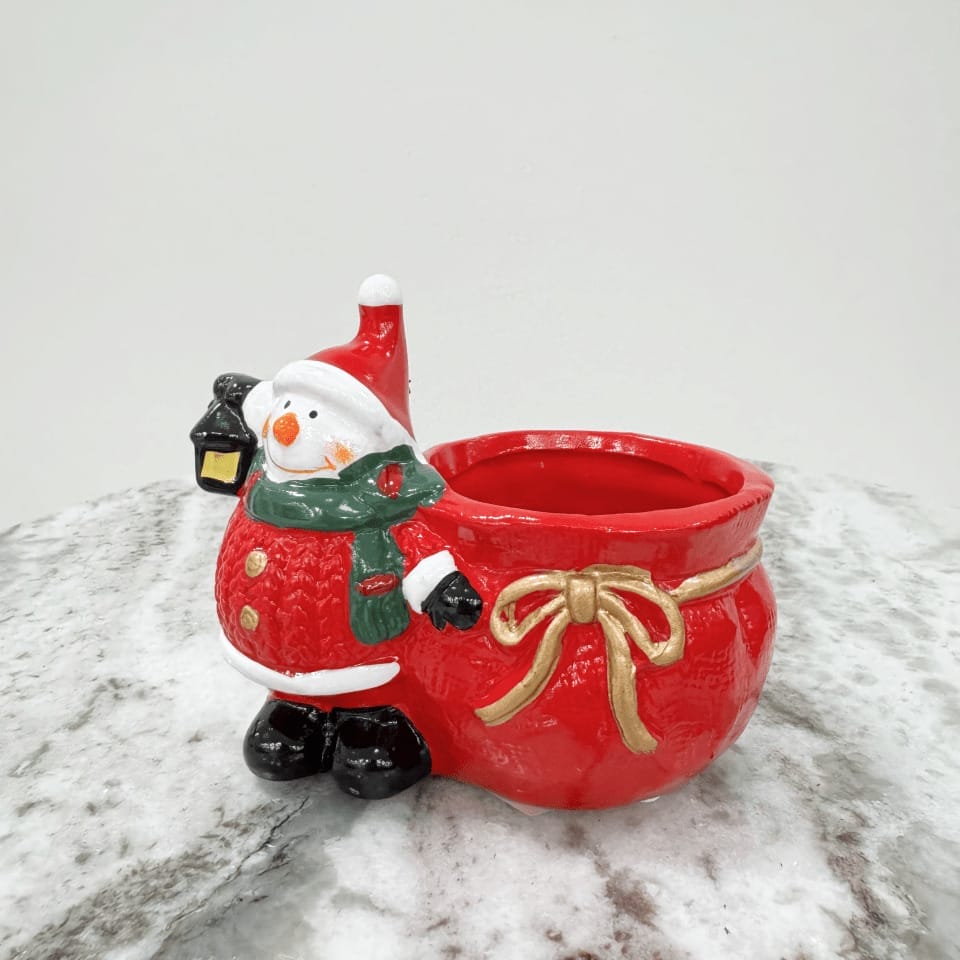 plantekrukke med snemand